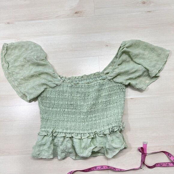 ASTR The Label Love Song Smock Blouse Women Large Mint Green Square Neck Lined - Picture 10 of 11